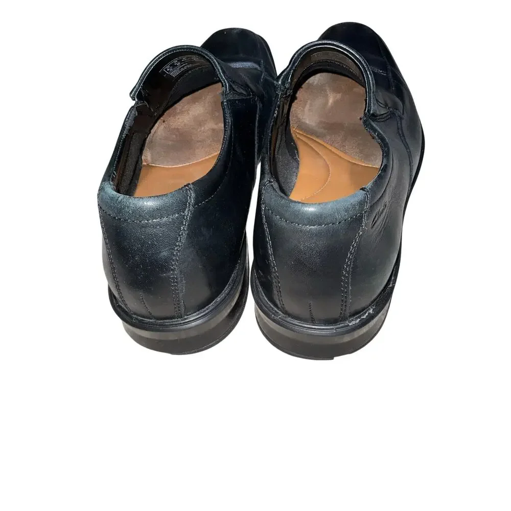 Clarks Collection Tilden Black Leather Slip On Loafer Size 9.5
